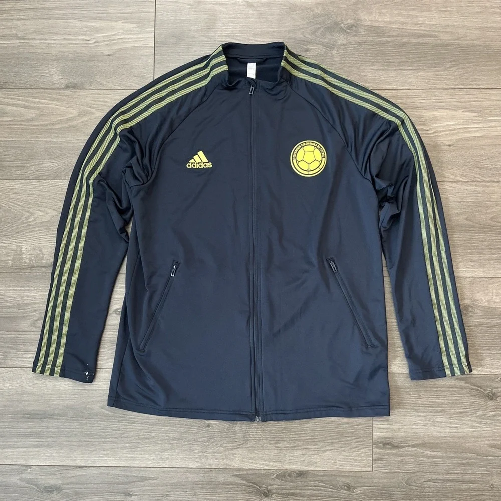 Adidas Columbia Soccer Mens L Full Zip Jacket Dark Blue